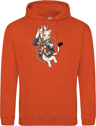Neko Yokai: The Disguised Spirit - Japanese cat shirt, Yokai spirit graphic tee, Kitsune mask apparel, traditional kimono design, anime cat streetwear, aesthetic otaku fashion, neo traditional tattoo clothing, spooky feline merch, folklore animal tee, Japanese demon mask shirt - Standard Hoodie