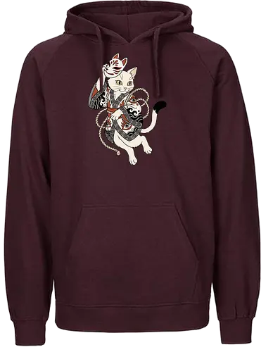 Neko Yokai: The Disguised Spirit - Japanese cat shirt, Yokai spirit graphic tee, Kitsune mask apparel, traditional kimono design, anime cat streetwear, aesthetic otaku fashion, neo traditional tattoo clothing, spooky feline merch, folklore animal tee, Japanese demon mask shirt - Fairtrade Hoodie