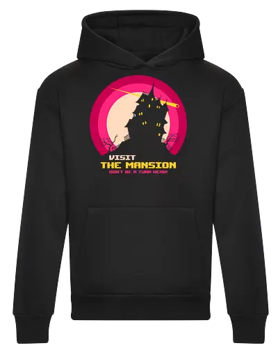 Visit The Mansion - mansion, nerd, nostalgia, old school, retro computer, spooky, video game, vintage computer, retro gaming, 8 bit, 80s, gamer, geek, halloween, haunted - Heavyweight Hoodie