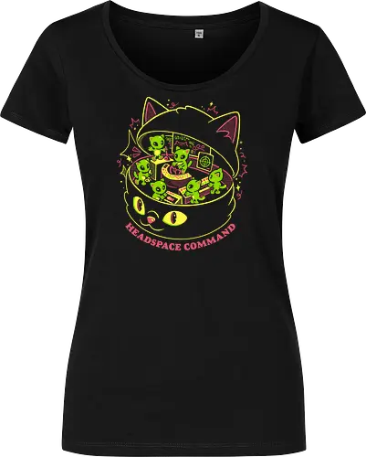 Headspace Command - eduely, ely, alien, cat, space, cat lover, sci fi, cosmic, chaotic mind, introvert, funny - Women T-Shirt