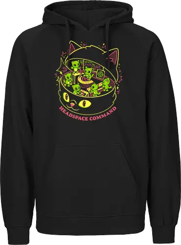 Headspace Command - eduely, ely, alien, cat, space, cat lover, sci fi, cosmic, chaotic mind, introvert, funny - Fairtrade Hoodie