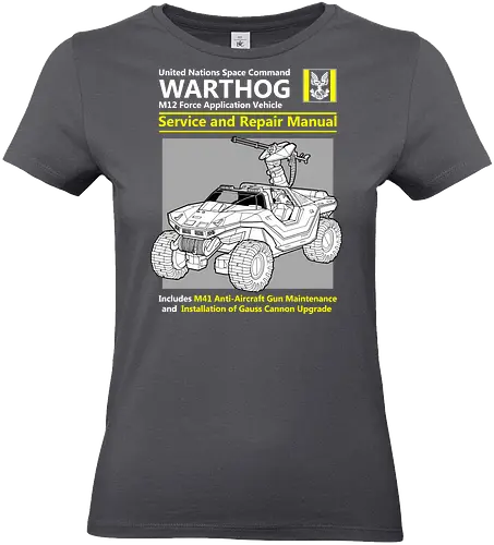 Futuristisches Militärfahrzeug - Technisches Handbuch - futuristisches Fahrzeug, Militärfahrzeug, Sci-Fi Kunst, Gaming Kunst, Geek Kunst, technisches Handbuch, Warthog M12, Halo Warthog, Halo game, Halo art, Halo fan art, Warthog vehicle, military vehicle art, sci fi vehicle, sci fi gaming, gamer art, geek art, retro gaming, videogame art, military manual, repair manual art, technical drawing, futuristic vehicle, Gauss Cannon, M41 gun, sci fi military, Reparaturhandbuch, Militär Design, Sci-Fi Gaming, Retro Gaming, Zukunftsmaschine, Raumfahrzeug, Gamer Design, Ingenieurkunst, Industrie Design - Standard T-Shirt (Women)