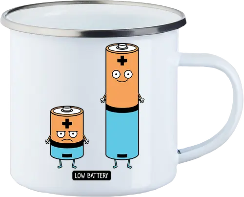 Low battery - Battery - Enamel Mug
