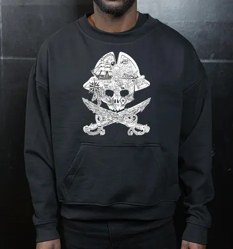 Pirate doodling - Pirate, Doodling, Skull, Pirate symbol - Cropped Sweatshirt