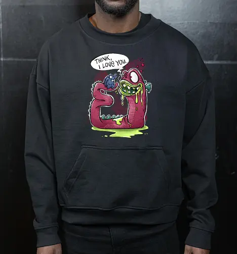 Thinking about Love. - Monster, Monsta, Wurm, Love, worm, Liebe - Cropped Sweatshirt