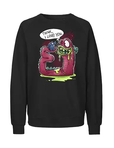 Thinking about Love. - Monster, Monsta, Wurm, Love, worm, Liebe - Fairtrade Sweatshirt