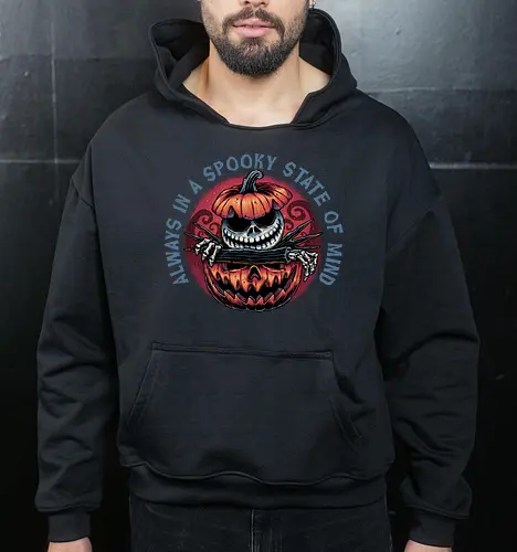 Spooky state of mind - Movie, animated, animation, horror, Halloween, pumpkin, skeleton, character, fantasy - Cropped Hoodie