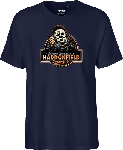 Halloween in Haddonfield - Horror, Halloween, movie, horror movie, villain, classic movie - Fairtrade T-Shirt