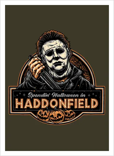 Halloween in Haddonfield - Horror, Halloween, movie, horror movie, villain, classic movie - Artprint