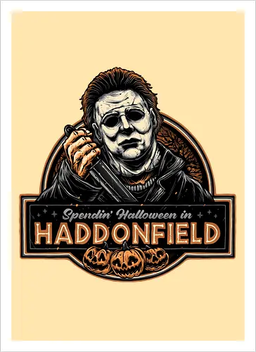 Halloween in Haddonfield - Horror, Halloween, movie, horror movie, villain, classic movie - Artprint