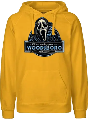 See you in Woodsboro - Horror, Halloween, movie, horror movie, villain, classic movie - Fairtrade Hoodie