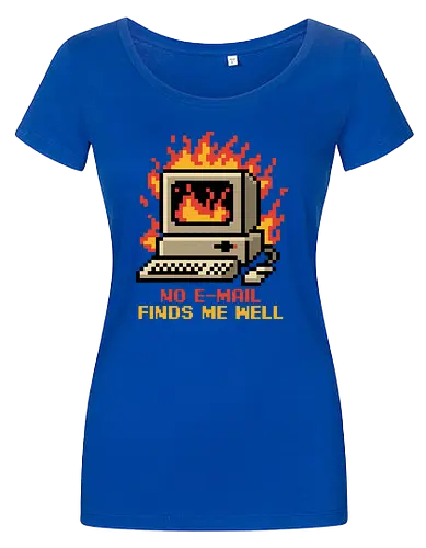 Pixel Email Fire Computer - Pixel Art, Pixel, Pixels, Email, Work, Workplace, Working, No Work, Hard Work, Not To Work, Work Life, Workspace, Fire, Flames, Flame, Retro Computer Design, Retro Computer Art, Computer, Fine, I'm Fine, Everything Is Fine, This Is Fine, Vintage, Retro, Retro Vintage, Old, Old School, Oldschool, Sarcasm, Sarcastic Art, Sarcastic, Sarcastic Humor, Sarcastic Quote, Irony, Ironic Humor, Ironic, Quote, Ironic, Jokes, Joke, Fun, Funny, Memes, Meme, Internet, Wellness, Well - Women T-Shirt