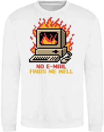 Pixel Email Fire Computer - Pixel Art, Pixel, Pixels, Email, Work, Workplace, Working, No Work, Hard Work, Not To Work, Work Life, Workspace, Fire, Flames, Flame, Retro Computer Design, Retro Computer Art, Computer, Fine, I'm Fine, Everything Is Fine, This Is Fine, Vintage, Retro, Retro Vintage, Old, Old School, Oldschool, Sarcasm, Sarcastic Art, Sarcastic, Sarcastic Humor, Sarcastic Quote, Irony, Ironic Humor, Ironic, Quote, Ironic, Jokes, Joke, Fun, Funny, Memes, Meme, Internet, Wellness, Well - Sweatshirt