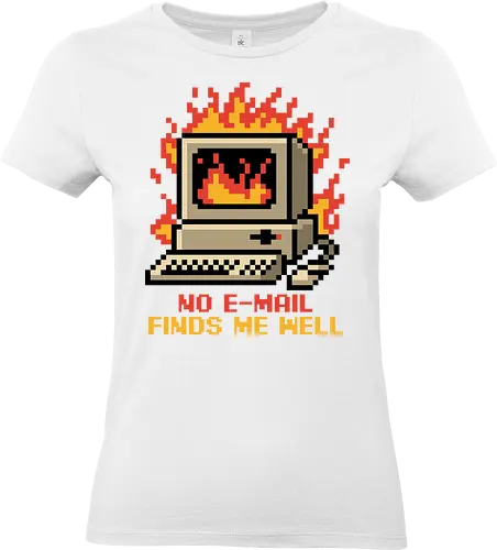 Pixel Email Fire Computer - Pixel Art, Pixel, Pixels, Email, Work, Workplace, Working, No Work, Hard Work, Not To Work, Work Life, Workspace, Fire, Flames, Flame, Retro Computer Design, Retro Computer Art, Computer, Fine, I'm Fine, Everything Is Fine, This Is Fine, Vintage, Retro, Retro Vintage, Old, Old School, Oldschool, Sarcasm, Sarcastic Art, Sarcastic, Sarcastic Humor, Sarcastic Quote, Irony, Ironic Humor, Ironic, Quote, Ironic, Jokes, Joke, Fun, Funny, Memes, Meme, Internet, Wellness, Well - Standard T-Shirt (Women)