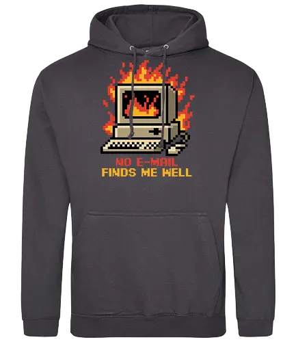 Pixel Email Fire Computer - Pixel Art, Pixel, Pixels, Email, Work, Workplace, Working, No Work, Hard Work, Not To Work, Work Life, Workspace, Fire, Flames, Flame, Retro Computer Design, Retro Computer Art, Computer, Fine, I'm Fine, Everything Is Fine, This Is Fine, Vintage, Retro, Retro Vintage, Old, Old School, Oldschool, Sarcasm, Sarcastic Art, Sarcastic, Sarcastic Humor, Sarcastic Quote, Irony, Ironic Humor, Ironic, Quote, Ironic, Jokes, Joke, Fun, Funny, Memes, Meme, Internet, Wellness, Well - Standard Hoodie