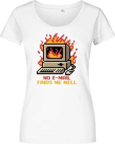 Pixel Email Fire Computer - Pixel Art, Pixel, Pixels, Email, Work, Workplace, Working, No Work, Hard Work, Not To Work, Work Life, Workspace, Fire, Flames, Flame, Retro Computer Design, Retro Computer Art, Computer, Fine, I'm Fine, Everything Is Fine, This Is Fine, Vintage, Retro, Retro Vintage, Old, Old School, Oldschool, Sarcasm, Sarcastic Art, Sarcastic, Sarcastic Humor, Sarcastic Quote, Irony, Ironic Humor, Ironic, Quote, Ironic, Jokes, Joke, Fun, Funny, Memes, Meme, Internet, Wellness, Well - Women T-Shirt
