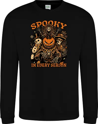 Halloween Spooky Every Season - Halloween, Halloween Design, Fall, Fall Leaves, Fall Vibes, Leaves, Leaf, Tropical Leaves, Winter, Winter Magic, Snowman, Summer, Summertime, Summerween, Summer Humor, Cocktail, Beach, Spring, Spring Season, Spring Vibes, Season, Seasons, Halloween Art, Halloween Aesthetic, Halloween Pumpkin, Halloween Vibes, Spooky, Spooky Season, Creepy, Scary, Scary Art, Pumpkins, Pumpkin, Jack-o-lantern, Jack O Lantern Design, Jack O Lantern, Skeleton, Skull, Dark, Spirit, Horror, Horror Stories, Fright, Magical Creatures, Creature, Scarecrow, Autumn, Autumn Leaves, Autumn Vibes, Autumn Season, Fall Season, Pumpkin Season - Sweatshirt