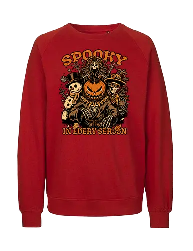 Halloween Spooky Every Season - Halloween, Halloween Design, Fall, Fall Leaves, Fall Vibes, Leaves, Leaf, Tropical Leaves, Winter, Winter Magic, Snowman, Summer, Summertime, Summerween, Summer Humor, Cocktail, Beach, Spring, Spring Season, Spring Vibes, Season, Seasons, Halloween Art, Halloween Aesthetic, Halloween Pumpkin, Halloween Vibes, Spooky, Spooky Season, Creepy, Scary, Scary Art, Pumpkins, Pumpkin, Jack-o-lantern, Jack O Lantern Design, Jack O Lantern, Skeleton, Skull, Dark, Spirit, Horror, Horror Stories, Fright, Magical Creatures, Creature, Scarecrow, Autumn, Autumn Leaves, Autumn Vibes, Autumn Season, Fall Season, Pumpkin Season - Fairtrade Sweatshirt