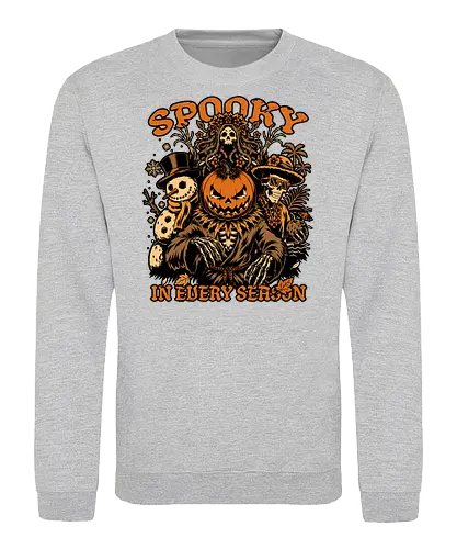 Halloween Spooky Every Season - Halloween, Halloween Design, Fall, Fall Leaves, Fall Vibes, Leaves, Leaf, Tropical Leaves, Winter, Winter Magic, Snowman, Summer, Summertime, Summerween, Summer Humor, Cocktail, Beach, Spring, Spring Season, Spring Vibes, Season, Seasons, Halloween Art, Halloween Aesthetic, Halloween Pumpkin, Halloween Vibes, Spooky, Spooky Season, Creepy, Scary, Scary Art, Pumpkins, Pumpkin, Jack-o-lantern, Jack O Lantern Design, Jack O Lantern, Skeleton, Skull, Dark, Spirit, Horror, Horror Stories, Fright, Magical Creatures, Creature, Scarecrow, Autumn, Autumn Leaves, Autumn Vibes, Autumn Season, Fall Season, Pumpkin Season - Sweatshirt