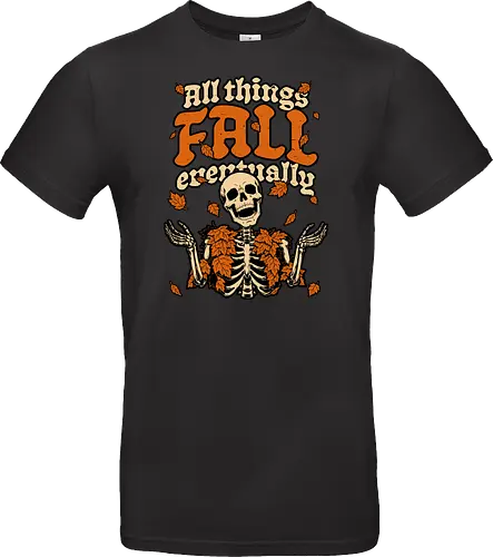 Skeleton Autumn Leaves - Halloween, Halloween Design, Halloween Art, Halloween Aesthetic, Halloween Pumpkin, Halloween Vibes, Spooky, Spooky Season, Creepy, Scary, Scary Art, Pumpkins, Pumpkin, Skeleton, Skull, Dark, Horror, Horror Stories, Fright, Creature, Autumn, Autumn Leaves, Autumn Vibes, Autumn Season, Fall, Fall Leaves, Fall Vibes, Leaves, Leaf, Pumpkin Season, Fun, Funny, Dark Humor, Humor, Sarcastic, Sarcasm, Irony, Dread, Existential Dread. Laugh, Laughing, Nihilist Humor, Nihilist, Relatable, Pain - Standard T-Shirt