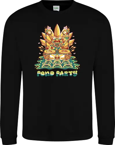POND PARTY (variant 1) - groovy, frog, party, pond, nature, retro, vintage, swamp, lake - Sweatshirt