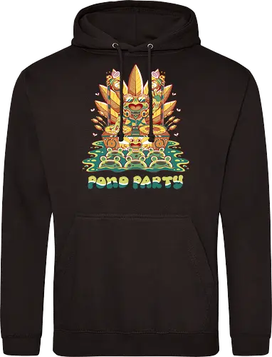 POND PARTY (variant 1) - groovy, frog, party, pond, nature, retro, vintage, swamp, lake - Standard Hoodie