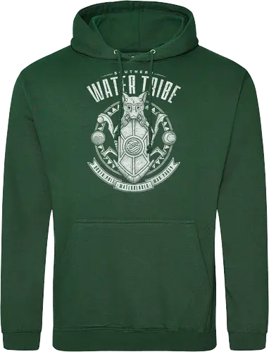 Stammeswappen des Wasserwächter-Wolfs - Meereswellen, Vintage-Militärabzeichen, Vintage-Ästhetik, Polarkultur, Eiskrieger, Wächterwolf, Stammeswappen, heraldischer Schild, Mondsymbol, mystische Kreatur, Stammesinsignie, Avatar, Aang, Southern Water Tribe, Waterbender, Katara, Sokka, Avatar Aang, elementare Animation, Kriegsabzeichen, Stammeskunst, Ahnenschild - Standard Hoodie