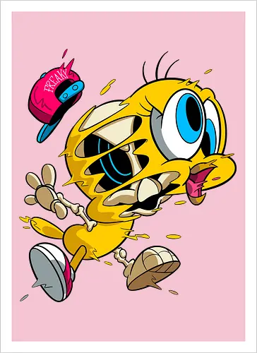 Freaky Streetwear Gelber Kanarienvogel - Underground Horror Cartoon - freaky Vogel Kunst, Gangster Cartoon Horror, urbane Neon Pop Art, Skelett Kanarienvogel Streetwear, gelber Kanarienvogel Horror, Cartoon Streetwear Freaky, freaky Mütze Cartoon, gelbes Kanarienvogel Skelett, Tweety Bird freaky, Looney Tunes streetwear, cartoon underground, Warner Bros horror, Tweety Bird gangster, hip hop cartoon, Looney Tunes horror, Tweety Bird skeleton, cartoon horror art, Tweety Bird streetwear, Looney Tunes fan art, Underground Cartoon Kunst, Hip Hop Cartoon Horror, Geek Streetwear Druck, Zombie Kanarienvogel Mütze, alternative urbane Kunst, Neon Cartoon Horror, lebhafter Horror Druck - Artprint