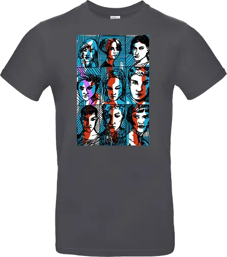 Glitches Faces. Cyberpunk 3D Effect T shirt - sketches, Frauen, expressiv, women, streetwear graphic, artsy shirt, linocut art, Holzschnitt, handmade aesthetic, urban wear, illustration, graphic tee, artistic tee, indie ästhetik, boho vibe - Standard T-Shirt