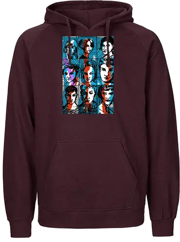 Glitches Faces. Cyberpunk 3D Effect T shirt - sketches, Frauen, expressiv, women, streetwear graphic, artsy shirt, linocut art, Holzschnitt, handmade aesthetic, urban wear, illustration, graphic tee, artistic tee, indie ästhetik, boho vibe - Fairtrade Hoodie