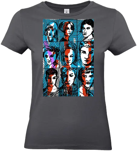 Glitches Faces. Cyberpunk 3D Effect T shirt - sketches, Frauen, expressiv, women, streetwear graphic, artsy shirt, linocut art, Holzschnitt, handmade aesthetic, urban wear, illustration, graphic tee, artistic tee, indie ästhetik, boho vibe - Standard T-Shirt (Women)