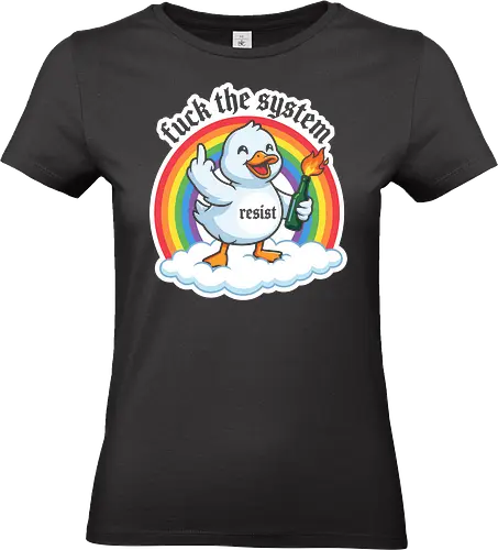 Chaotic Good: The Riot Duck - funny duck shirt, chaotic energy graphic tee, edgy cartoon streetwear, meme duck apparel, molotov cocktail design, sarcastic animal shirt, middle finger graphic, ironic cute clothing, internet humor fashion, cute but psycho tee - Standard T-Shirt (Women)