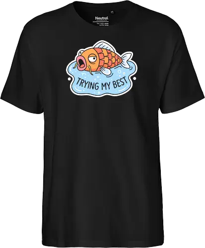 Trying My Best: The Floundering Fish - Magikarp shirt, trying my best graphic tee, funny fish apparel, retro gaming streetwear, relatable meme clothing, 90s nostalgic fashion, kawaii fish design, self deprecating humor shirt, funny animal graphic tee, pastel aesthetic merch - Fairtrade T-Shirt