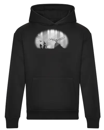 Dunkler Wald - Eine Begegnung Jenseits der Schatten - leuchtende Augen, dunkle Kreatur, Indie Horror, monochrome Kunst, Gothic Fantasy, Dark Illustration, mystische Welt, Horror Kunst, Dark Crossover, dunkler Wald, Silhouetten Kunst, Dark Fantasy, Psychologischer Horror, Geek Kunst, mystischer Wald - Heavyweight Hoodie
