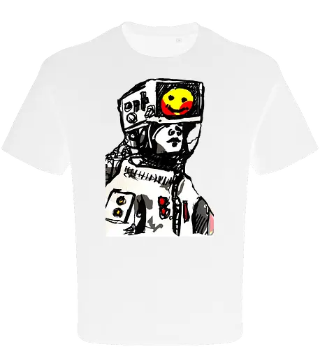 Media Overload Cyberpunk  TV head  - cyber punk, cybernaut, graphic, streetwear graphic, artsy shirt, linocut art, Holzschnitt, handmade aesthetic, urban wear, illustration, graphic tee, artistic tee, indie ästhetik, boho vibe - Oversize T-Shirt