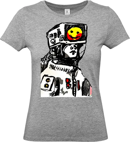 Media Overload Cyberpunk  TV head  - cyber punk, cybernaut, graphic, streetwear graphic, artsy shirt, linocut art, Holzschnitt, handmade aesthetic, urban wear, illustration, graphic tee, artistic tee, indie ästhetik, boho vibe - Standard T-Shirt (Women)