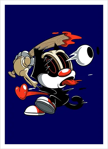 Vintage Freaky Schwarze Katze - Klassische Underground Horror Cartoon Kunst - Vintage schwarze Katze Horror, klassischer Cartoon Freaky, schwarze Katze Skelett, Herz springt Cartoon, Vintage Underground Kunst, Stummfilm Katze Horror, Felix the Cat, freaky, klassischer Horror Geek Druck, Zombie schwarze Katze Kunst, blutiger Holzknüppel Cartoon, alternative Vintage Kunst, schwarz weiß Cartoon Horror, Vintage urbaner Druck, klassische Pop Art Horror, Katzen Charakter Horror, Vintage dunkler Cartoon - Artprint