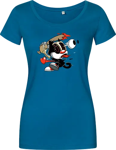 Vintage Freaky Schwarze Katze - Klassische Underground Horror Cartoon Kunst - Vintage schwarze Katze Horror, klassischer Cartoon Freaky, schwarze Katze Skelett, Herz springt Cartoon, Vintage Underground Kunst, Stummfilm Katze Horror, Felix the Cat, freaky, klassischer Horror Geek Druck, Zombie schwarze Katze Kunst, blutiger Holzknüppel Cartoon, alternative Vintage Kunst, schwarz weiß Cartoon Horror, Vintage urbaner Druck, klassische Pop Art Horror, Katzen Charakter Horror, Vintage dunkler Cartoon - Women T-Shirt