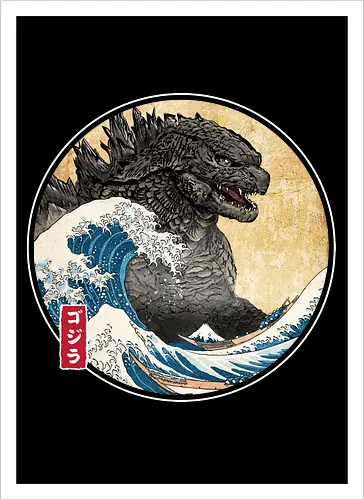 The Great Kaiju off Kanagawa - anime, manga, japan, japanese art, Kaiju, Kaiju, great wave off kanagawa - Artprint