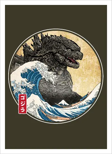 The Great Kaiju off Kanagawa - anime, manga, japan, japanese art, Kaiju, Kaiju, great wave off kanagawa - Artprint
