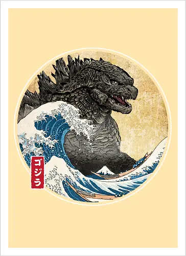 The Great Kaiju off Kanagawa - anime, manga, japan, japanese art, Kaiju, Kaiju, great wave off kanagawa - Artprint