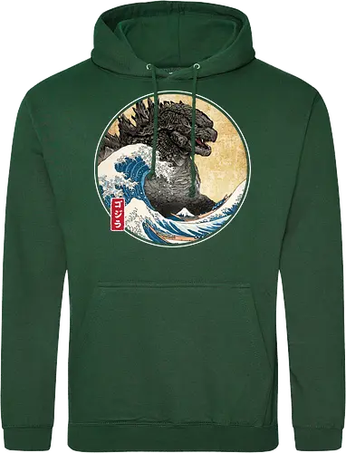 The Great Kaiju off Kanagawa - anime, manga, japan, japanese art, Kaiju, Kaiju, great wave off kanagawa - Standard Hoodie