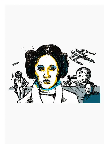 May the Fourth (c) - May the Fourth, Space Opera, prinzessin lea, streetwear graphic, artsy shirt, linocut art, Holzschnitt, handmade aesthetic, urban wear, illustration, graphic tee, artistic tee, indie ästhetik, boho vibe - Artprint