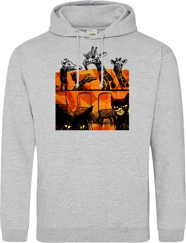 Safari Noir - Giraffen und Katzen - Katzen, Katze, Giraffe, Giraffen, streetwear graphic, artsy Giraffe shirt, linocut art, Holzschnitt, handmade aesthetic, urban wear, illustration, graphic tee, artsy shirt, artistic tee, indie ästhetik, boho vibe - Standard Hoodie