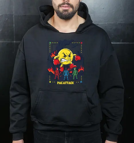 Pac Attack - pacattack, arcade, gaming, gamer, videogame, retro, vintage, nostalgia, classic, arcadegames, action, battle, soldiers, combat, explosion, gamingculture, gamerlife, 80s, 90s, popculture - Cropped Hoodie