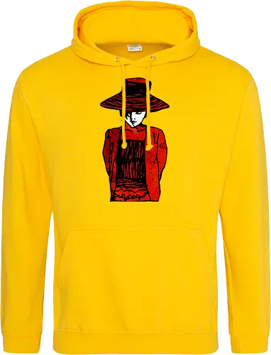 The silent Anna - girl with a hat, maedchen mit hut, streetwear graphic, artsy shirt, linocut art, Holzschnitt, handmade aesthetic, urban wear, illustration, graphic tee, artistic tee, indie ästhetik, boho vibe, strohhut, geheimnisvoll, mysterious portrait, artsy clothing - Standard Hoodie
