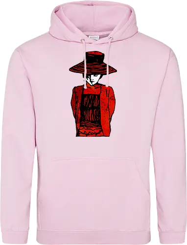 The silent Anna - girl with a hat, maedchen mit hut, streetwear graphic, artsy shirt, linocut art, Holzschnitt, handmade aesthetic, urban wear, illustration, graphic tee, artistic tee, indie ästhetik, boho vibe, strohhut, geheimnisvoll, mysterious portrait, artsy clothing - Standard Hoodie