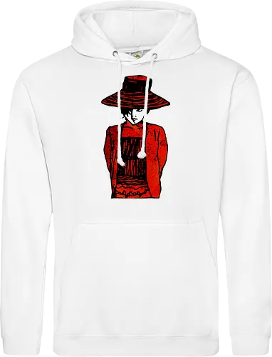 The silent Anna - girl with a hat, maedchen mit hut, streetwear graphic, artsy shirt, linocut art, Holzschnitt, handmade aesthetic, urban wear, illustration, graphic tee, artistic tee, indie ästhetik, boho vibe, strohhut, geheimnisvoll, mysterious portrait, artsy clothing - Standard Hoodie