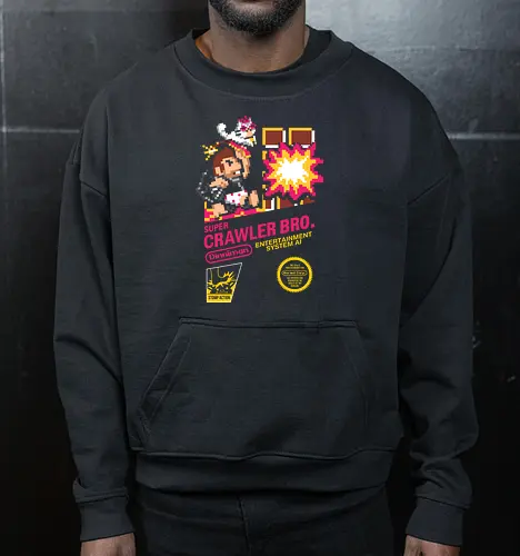 Super Crawler - dungeon, crawler, carl, donut, parody, design, demonigote, funny, book, retro, pixel - Cropped Sweatshirt