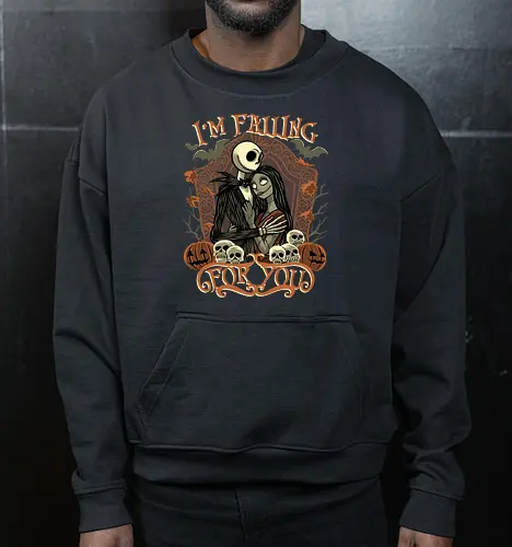 Falling For You - Jack Skellington, Nightmare - Cropped Sweatshirt
